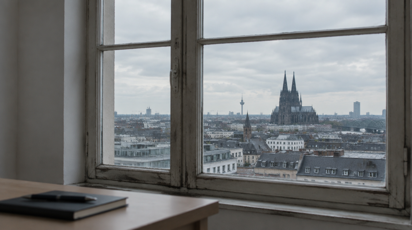 Blick aus dem Kölner Büro über die Dächer zum Dom